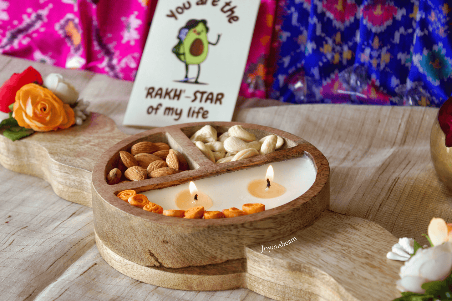 Wooden rakhi platter